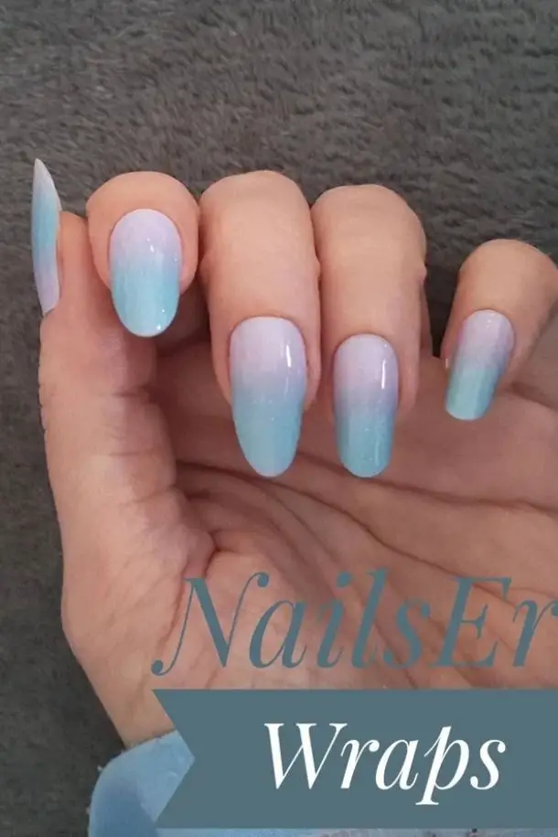 Pink Blue Ombre Holographic Glitter Nail Wraps Gradient Nail Polish Strips Nail Stickers