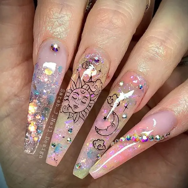 22 Cute Trending Summer Nails Ideas 28 sun and moon nails